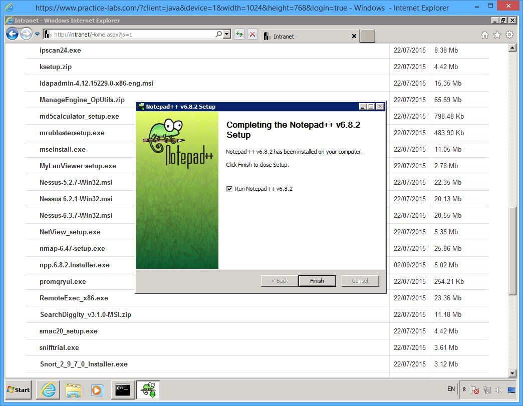 Practice Labs screenshot.